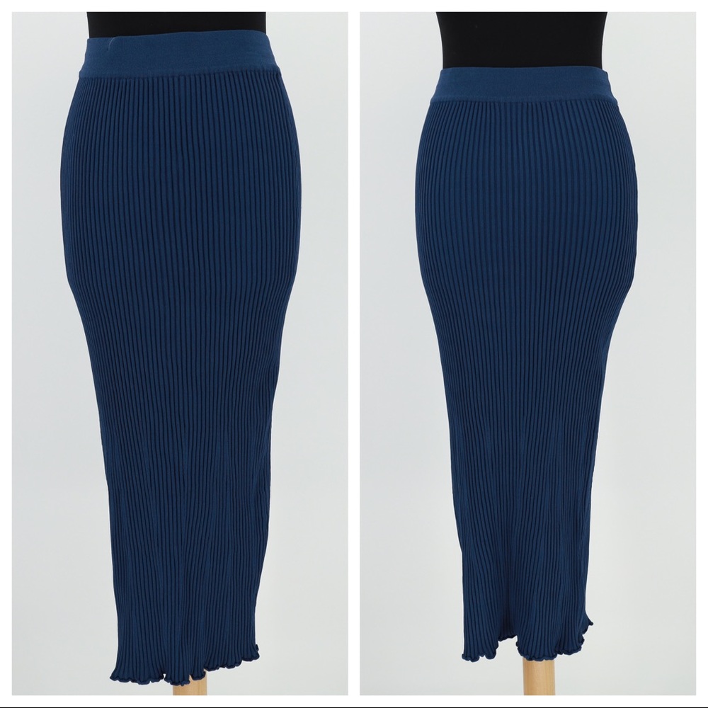 ZARA Knit Ribbed Midi Stretchy Skirt